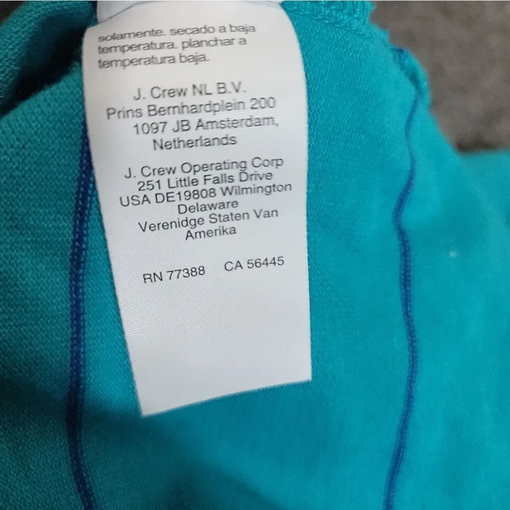 Vintage J.Crew Men’s Polo Shirt M Turquoise Blue Stripe Cotton Short Sleeve